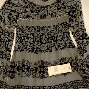 Hale Bob Gray and Black Floral Blouse